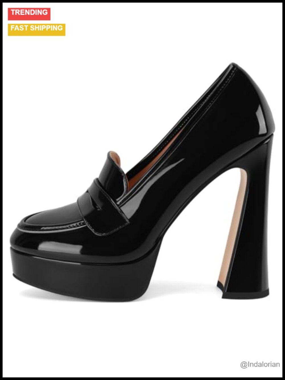 Platform Chunky High Heel Penny Loafers Faux Leather Slip-On Dress Pumps